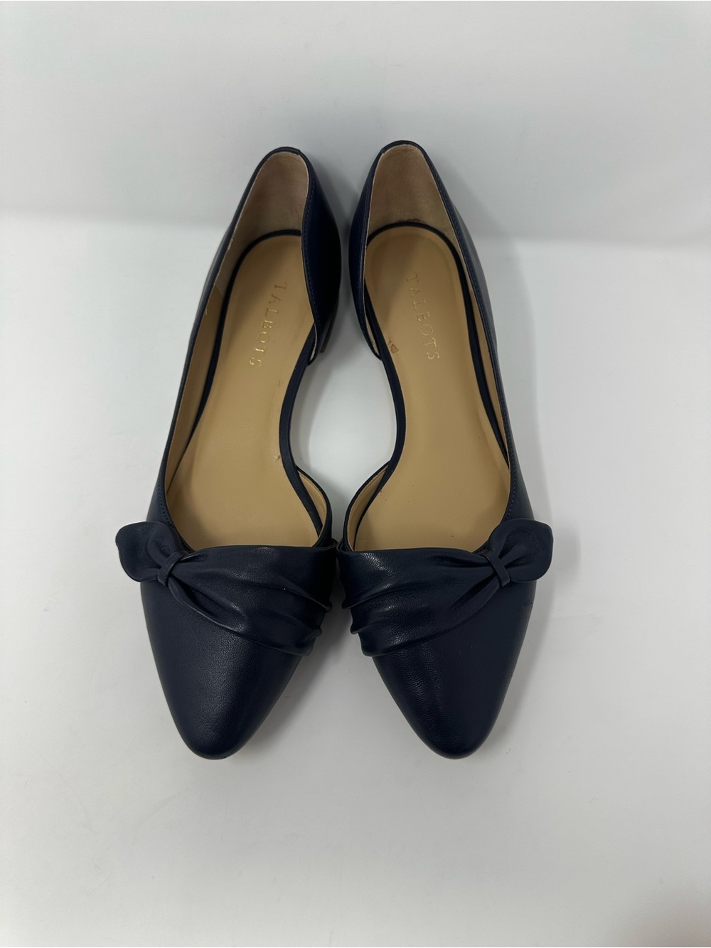 Talbots Laney D'Orsay Wedges Womens 9M Navy Blue Knot Shoes Career Office